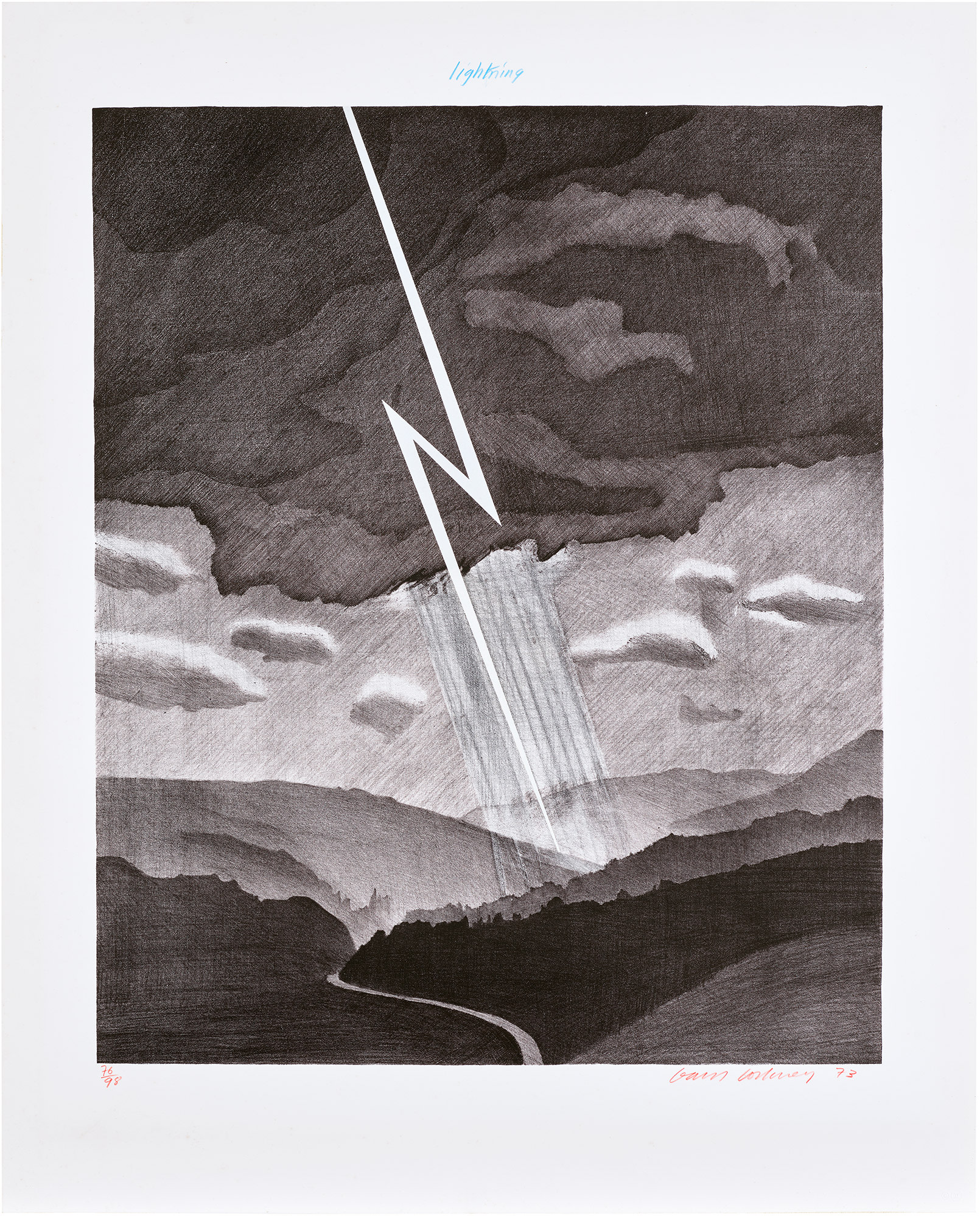 <p><strong>DAVID HOCKNEY</strong> <em>Lightning,</em> from <em>Weather Series,</em> 1973</p>
